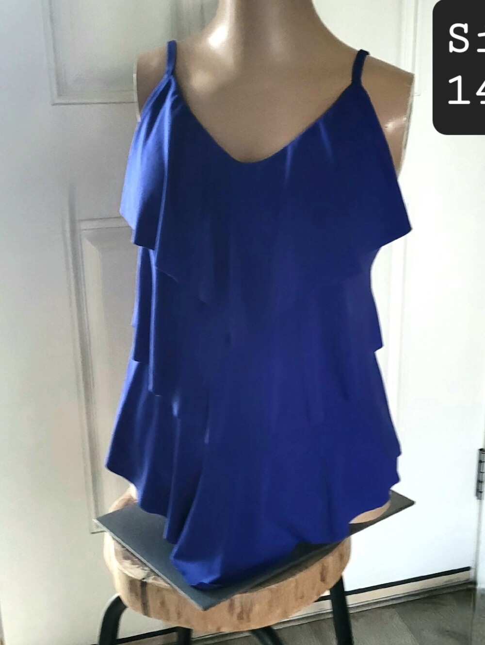 Women’s Violet Blue Tiered Ruffle Tankini Top